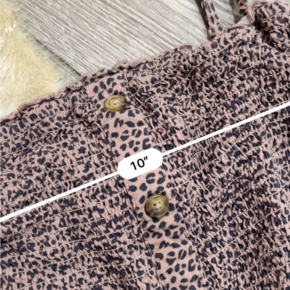 Abercrombie & Fitch leopard smocked print wide leg jumpsuit - Picture 5 of 6